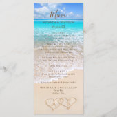 Carte de Menu de Mariage Tropical sur la Plage aux (Devant)