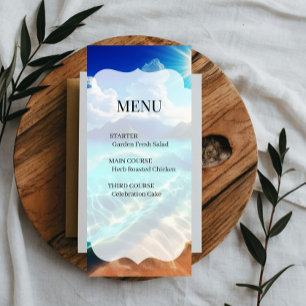 Carte de menu de mariage tropicale à coquilles