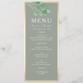 Carte de menu de mariage vert eucalyptus rustique (Devant)