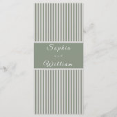 Carte de Menu de Mariage Vert Sage Élégant (Dos)
