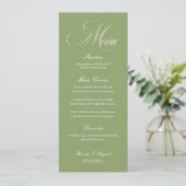 Carte de Menu de Mariage Vert Sauge (Debout devant)
