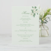 Carte de menu de mariage vert sauge 5x7 (Debout devant)