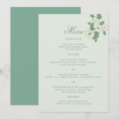 Carte de menu de mariage vert sauge 5x7 (Devant / Derrière)