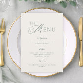 Carte de menu de mariage vert sauge élégante
