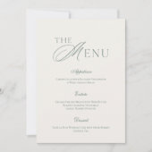 Carte de menu de mariage vert sauge élégante (Devant)
