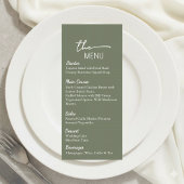 Carte de Menu de Mariage Vert Sauge Modifiable