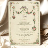 Carte de menu de mariage victorien