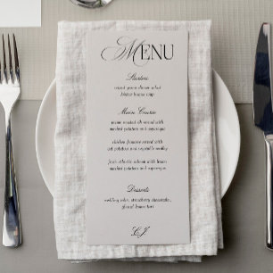 Carte de menu de mariage victorienne noire et ivoi