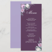 Carte de menu de mariage violet foncé (Devant / Derrière)