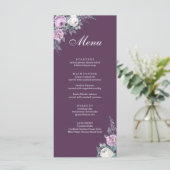Carte de menu de mariage violet foncé (Debout devant)