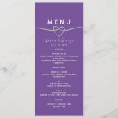 Carte de Menu de Mariage Violet Moderne (Devant)