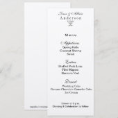 Carte de menu de miroitement d'or pour des mariage (Devant / Derrière)