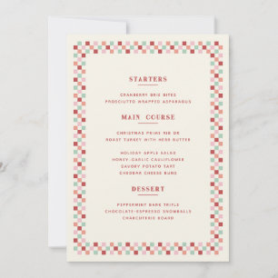Carte de menu de Noël à damier de vacances - Berry