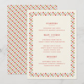 Carte de menu de Noël à damier - Rouge (Devant / Derrière)
