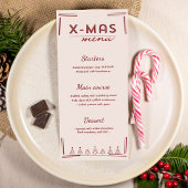Carte de menu de Noël crème et rouge moderne 