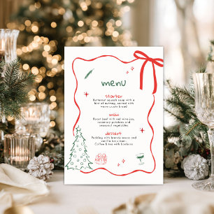 Carte de menu de Noël dessinée à la main de manièr