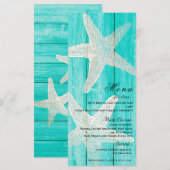 Carte de menu de plage élégante en bois sarcelle e (Devant / Derrière)