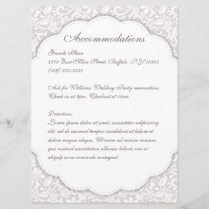 Carte de menu de programme de détails de dentelle 
