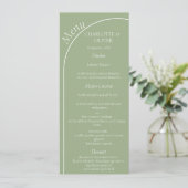 Carte de menu de réception de mariage à arche vert (Debout devant)