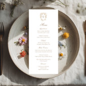 Carte de menu de réception de mariage à armoiries