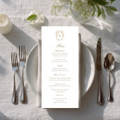 Carte de menu de réception de mariage à armoiries