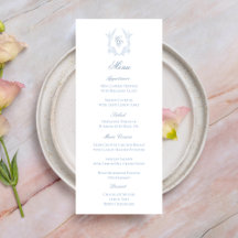 Carte de menu de réception de mariage à blason mon