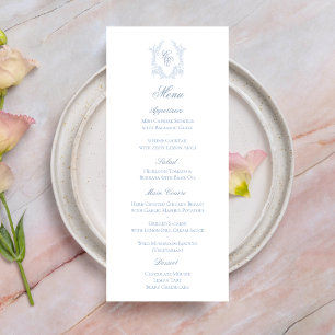 Carte de menu de réception de mariage à blason mon