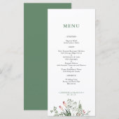 Carte de menu de réception de mariage à l'aquarell (Devant / Derrière)
