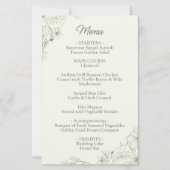 Carte de Menu de Réception de Mariage Botanique Él (Devant)