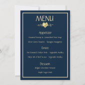 Carte de Menu de Réception de Mariage Classique Na (Dos)