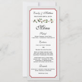 Carte de menu de réception de mariage de vacances (Devant)