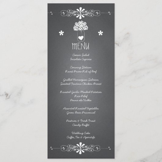 Carte de menu de réception de mariage en bocal Mas (Devant)