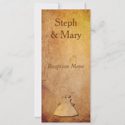 Carte de menu de réception de mariage lesbien papi (Dos)