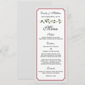 Carte de menu de réception de mariage pour les fêt (Devant / Derrière)