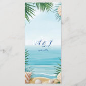 Carte de menu de réception de mariage sur la plage (Dos)