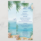 Carte de menu de réception de mariage sur la plage (Devant / Derrière)