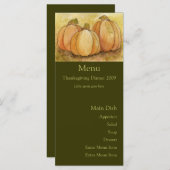 Carte de menu de récolte de citrouille (Devant / Derrière)