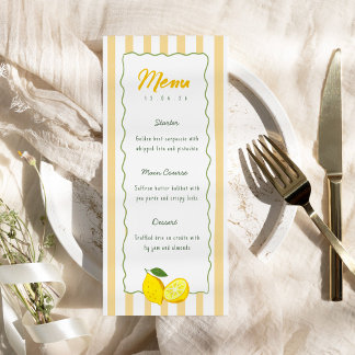 Carte de menu de remise de diplôme au citron rayur