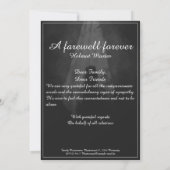 Carte de menu de repas funéraire Dans la lumière (Dos)