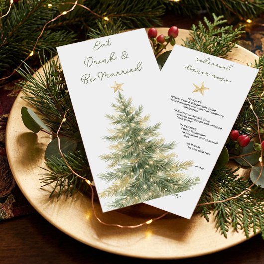 Carte de Menu de Répétition de Noël Étoile Dorée