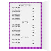 Carte de menu de restaurant à carreaux violet pers (Intérieur (Gauche))