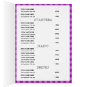 Carte de menu de restaurant à carreaux violet pers (Intérieur (Droit))