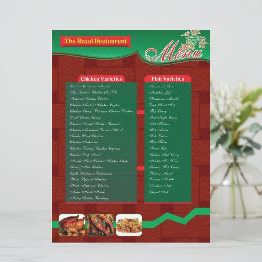 CARTE DE MENU DE RETAURENT (Debout devant)