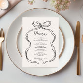 Carte de menu de ruban blanc à main