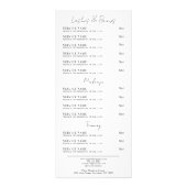 Carte de menu de services de spa élégant noir et b (Dos)