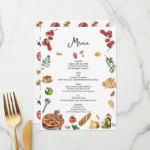 Carte de menu de style italien Pâte Pizza