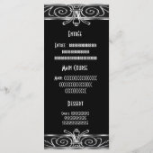 Carte de Menu de Table Élégant Noir Argent Art Déc (Dos)