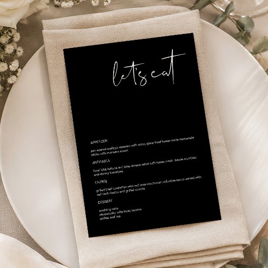 Carte de menu de table Manger Moderne Edge Noir