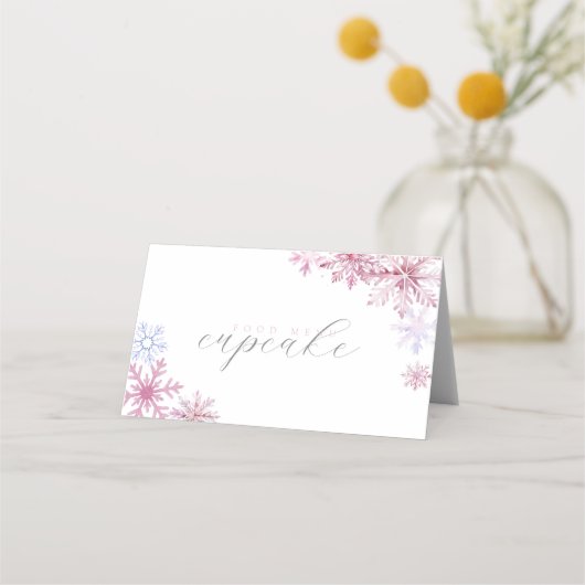Carte de menu de tente flocon de neige rose (Devant)