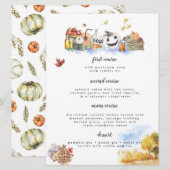 Carte de menu de Thanksgiving à l'aquarelle rustiq (Devant / Derrière)